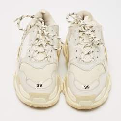 Balenciaga Multicolor Faux Leather and Mesh Triple S Lace Up Sneakers Size 39