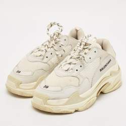 Balenciaga Multicolor Faux Leather and Mesh Triple S Lace Up Sneakers Size 39
