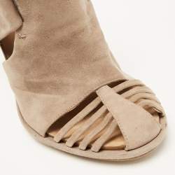 Balenciaga Beige Suede Cutout Ankle Length Boots Size 39