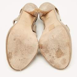 Balenciaga Beige Suede Cutout Ankle Length Boots Size 39