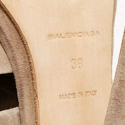 Balenciaga Beige Suede Cutout Ankle Length Boots Size 39