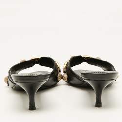 Balenciaga Black Leather Le Cagole Studded Slide Sandals Size 38