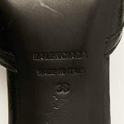 Balenciaga Black Leather Le Cagole Studded Slide Sandals Size 38