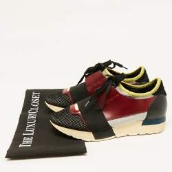 Balenciaga Multicolor Leather and Mesh Race Runner Low Top Sneakers Size 36