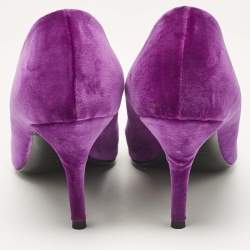 Pre Owned Balenciaga Purple Velvet Pointed Toe BB  Pumps Size 39