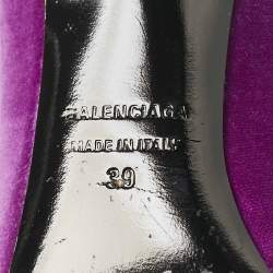 Pre Owned Balenciaga Purple Velvet Pointed Toe BB  Pumps Size 39