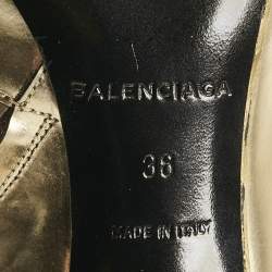 Balenciaga Gold Leather Pointed Toe Ankle Length Boots Size 38