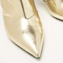 Balenciaga Gold Leather Pointed Toe Ankle Length Boots Size 38