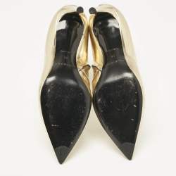Balenciaga Gold Leather Pointed Toe Ankle Length Boots Size 38