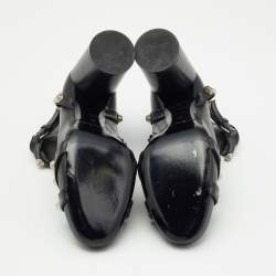 مملوكة مسبقًا Balenciaga Black Leather Studded Zip Ankle Boots Size 37