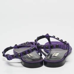 Pre Owned Balenciaga Purple Suede Arena Flat Sandals Size 37