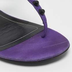 Pre Owned Balenciaga Purple Suede Arena Flat Sandals Size 37