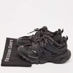 Balenciaga Black Faux Leather and Mesh Track Sneakers Size 36