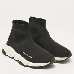 Balenciaga Black Knit Fabric Speed Trainer Sneakers Size 37
