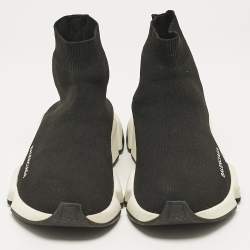 Balenciaga Black Knit Fabric Speed Trainer Sneakers Size 37