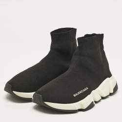 Balenciaga Black Knit Fabric Speed Trainer Sneakers Size 37