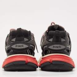 Balenciaga Black Faux Leather and Mesh Track Sneakers Size 37