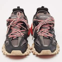 Balenciaga Black Faux Leather and Mesh Track Sneakers Size 37