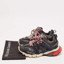 Balenciaga Black Faux Leather and Mesh Track Sneakers Size 37