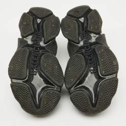 Pre Owned Balenciaga Black Mesh and Faux Leather Triple S Clear Sneakers Size 38