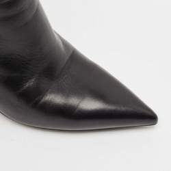 Balenciaga Black Leather Pointed Toe Ankle Boots Size 39