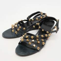 Balenciaga Blue Leather Ankle Strap Sandals Size 39