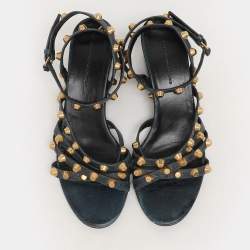 Balenciaga Blue Leather Ankle Strap Sandals Size 39