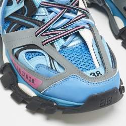 Balenciaga Multicolor Faux Leather and Mesh Track Sneakers Size 38