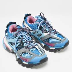 Balenciaga Multicolor Faux Leather and Mesh Track Sneakers Size 38