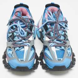 Balenciaga Multicolor Faux Leather and Mesh Track Sneakers Size 38
