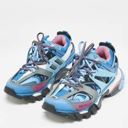 Balenciaga Multicolor Faux Leather and Mesh Track Sneakers Size 38