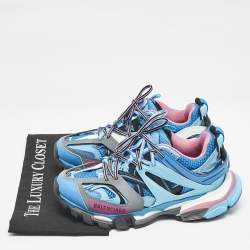 Balenciaga Multicolor Faux Leather and Mesh Track Sneakers Size 38