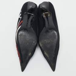 Balenciaga Black Fabric and Leather Logo Knife Pumps Size 38