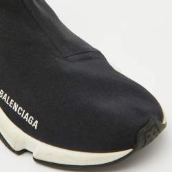 Balenciaga Black Stretch Fabric Speed Trainer High Sneakers Size 37