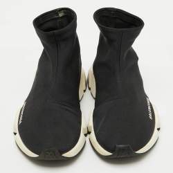 Balenciaga Black Stretch Fabric Speed Trainer High Sneakers Size 37