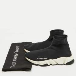 Balenciaga Black Stretch Fabric Speed Trainer High Sneakers Size 37