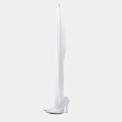 Balenciaga White Stretch Fabric Pantalegging Pumps Size 38