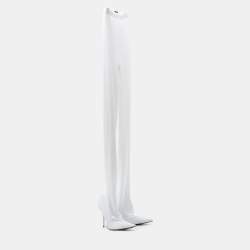 Balenciaga White Stretch Fabric Pantalegging Pumps Size 38