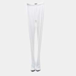 Balenciaga White Stretch Fabric Pantalegging Pumps Size 38