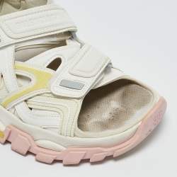 Balenciaga White Faux Leather and Rubber Track Sandals Size 38