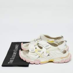Balenciaga White Faux Leather and Rubber Track Sandals Size 38