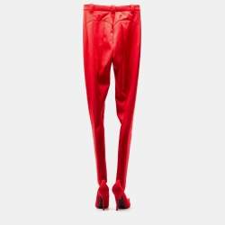 Balenciaga Red Stretch Fabric Knife Pointed Toe Pant Boots Size 40