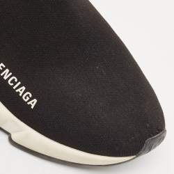 Balenciaga Black Knit Fabric Speed Trainer High Top Sneakers Size 38