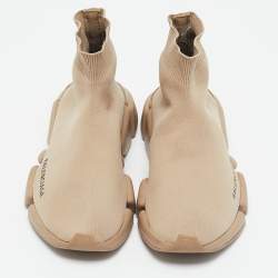 Balenciaga Beige Knit Fabric Speed Slip On Sneakers Size 35