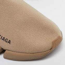 Balenciaga Beige Knit Fabric Speed Slip On Sneakers Size 35