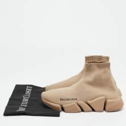 Balenciaga Beige Knit Fabric Speed Slip On Sneakers Size 35