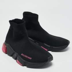 Balenciaga Black Knit Fabric Speed Slip On Sneakers Size 36
