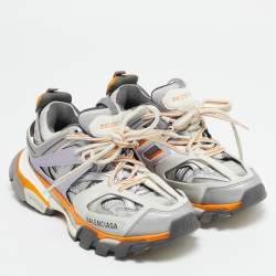 Balenciaga Multicolor Faux Leather and Mesh Track Lace Up Sneakers Size 36