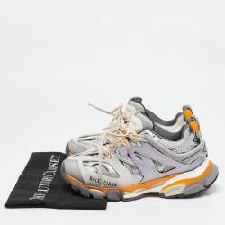 Balenciaga Multicolor Faux Leather and Mesh Track Lace Up Sneakers Size 36