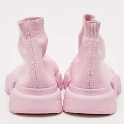 Balenciaga Pink Knit Fabric Speed Trainer Sneakers Size 36